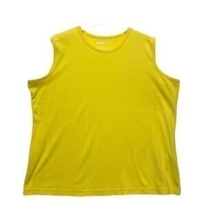 Blair Women’s XL Yellow Sleeveless Tank Top Crew Neck Cotton Blend Bright